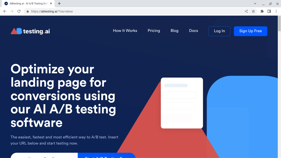 The easiest, fastest and most efficient way to A/B test. Insert your URL below and start testing now. - ABtesting.