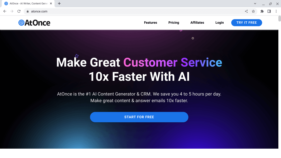 AIsystemsolutions.com - AtOnce writing AI and writing AI AI system software program Screenshot