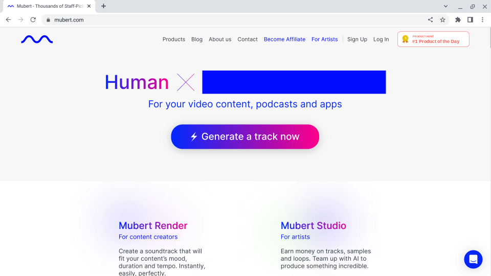 AIsystemsolutions.com - Mubert creates royalty free soundtracks.