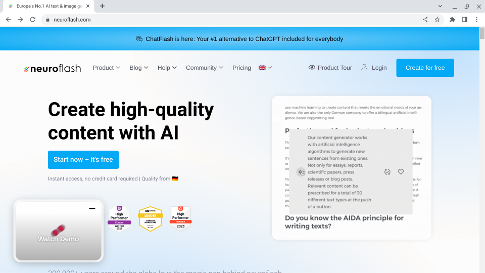 AIsystemsolutions.com - Neuroflash AI writer program software system Screenshot